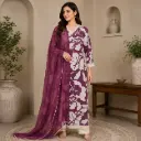 Women's Purple Floral Printed Kurta Set with Dupatta | Elegant Ethnic Salwar Suit