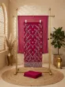 Magenta Embroidered Georgette Unstitched Dress Material Suit Set