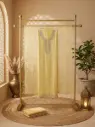 Lemon Yellow Silk Unstitched Suit with Zardozi Work