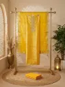 Sunshine Yellow Banarasi Silk Unstitched Suit Material Set 