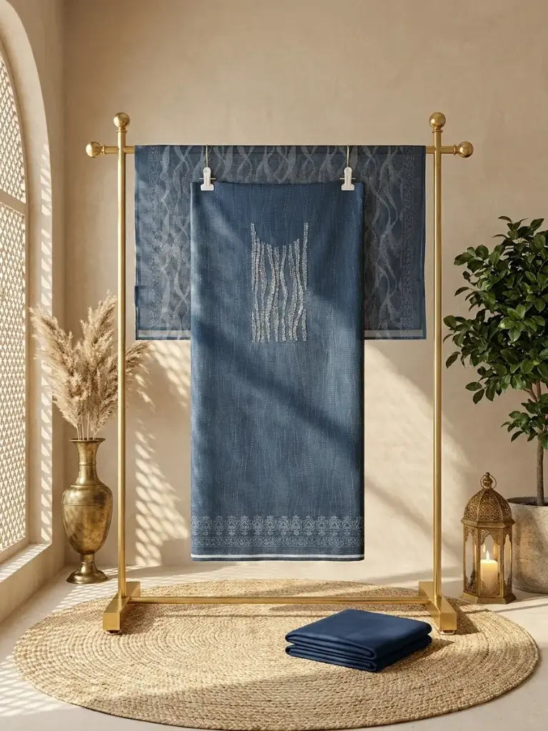 Slate Blue Textured Silk Unstitched Salwar Suit Material 