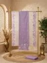 Lavender Embroidered Cotton Unstitched Dress Material Suit Set