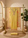 Yellow Printed Silk Blend Unstitched Dress Material
