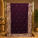 Women's Plum Purple Designer Saree with Gold Embroidered Border and Buti Work