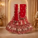 Red Bridal Lehenga Choli Set with Heavy Embroidery and Matching Dupatta
