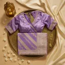 Elegant Lavender Silk Saree with Traditional Zari Border