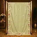 Women's Light Pista Green Saree with Floral Embroidery and Beaded Designer Border