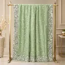 Elegant Sage Green Saree with Silver Embroidery and Paisley Border