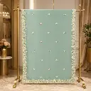 Sage Green Floral Embroidered Saree with Scalloped Border