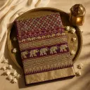 Elegant Maroon Ethnic Saree with Traditional Elephant Motif Design
