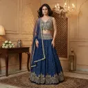 Royal Blue Bandhani Print Embroidered Lehenga Choli Set
