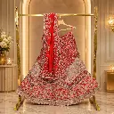 Women's Red Bridal Lehenga Choli with Heavy Embroidery and Matching Dupatta
