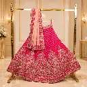 Women's Rani Pink Bridal Lehenga Choli with Paisley Embroidery & Blush Net Dupatta