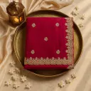 Elegant Crimson Red Hand-Embroidered Luxury Designer Saree