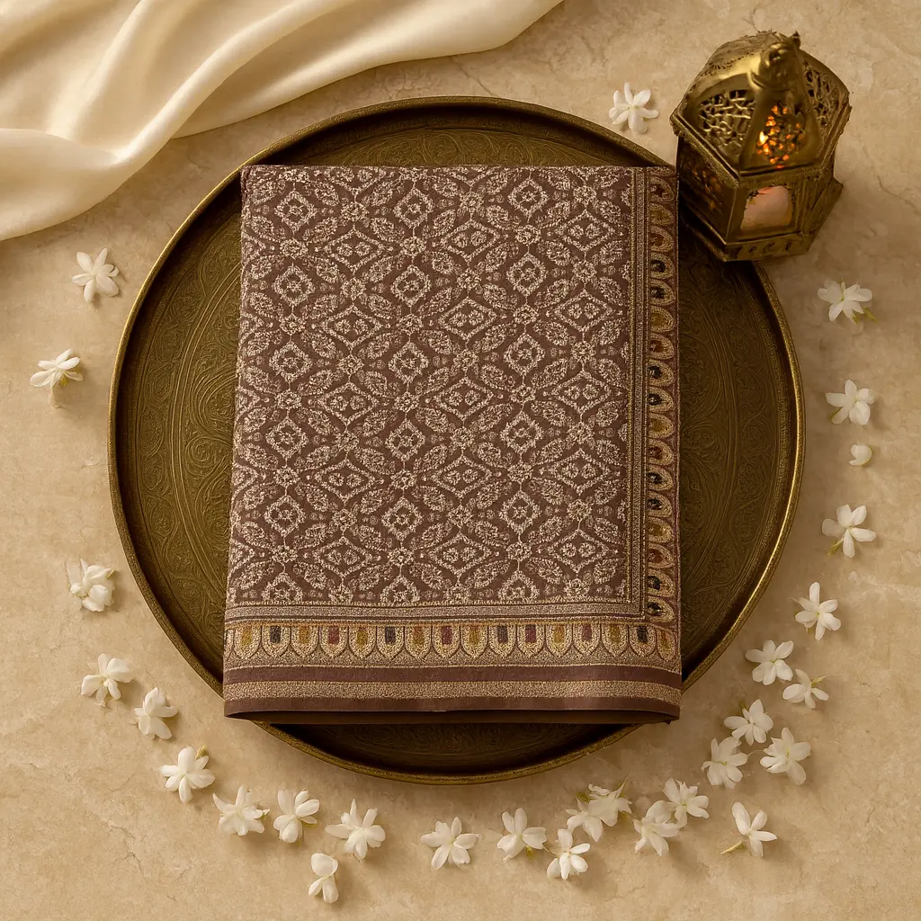 Elegant Brown Bandhani Print Saree with Contrast Border