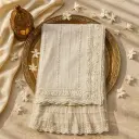 Elegant Off-White Net Saree with Intricate Floral Beadwork