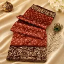 Elegant Maroon Printed Cotton Saree with Designer Woven Border