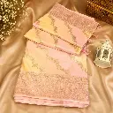 Elegant Baby Pink Banarasi Silk Saree with Silver Zari Floral Weave & Traditional Woven Border 