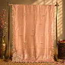 Elegant Peach Saree with Subtle Sequin Embellishments and Graceful Border