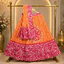 Women's Orange & Pink Bandhani Print Lehenga Choli with Dupatta