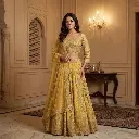 Sunshine Yellow Embroidered Georgette Lehenga Choli Set