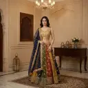 Mustard and Multi-Kali Silk Embroidered Bridal Lehenga Choli Set