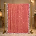 Rose Pink Mirror Work Saree with Silver Floral Lace Border
