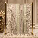 Luxury Sage Green Striped Saree with Floral Embroidery and Scalloped Border