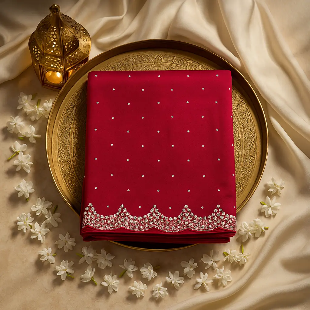 Elegant Fuchsia Pink Mirror Work Designer Saree