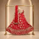Women's Red Bridal Lehenga Choli with Gold Embroidery and Matching Dupatta