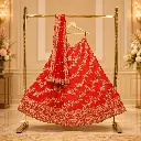 Women's Coral Red Floral Embroidered Lehenga Choli with Matching Dupatta