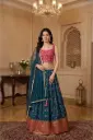 Peacock Blue and Rani Pink Bandhani Lehenga Choli Set