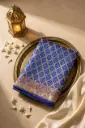 Royal Blue Banarasi Bandhani Silk Saree with Meenakari Border