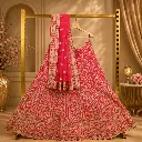 Women's Pink Bridal Lehenga Choli with Gold Floral Embroidery and Net Dupatta