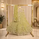 Women's Pastel Green Floral Embroidered Lehenga Choli with Dupatta