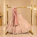 Women's Rose Gold Embroidered Lehenga Choli with Matching Dupatta