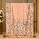 Elegant Peach Pink Saree with Floral Woven Border and Ornate Pallu