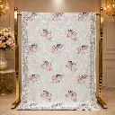 White Floral Printed Saree with Pink Blossom Motifs and Elegant Design