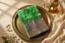 Emerald Green Pure Silk Saree with Meenakari Zari Border