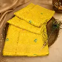 Mustard Yellow Banarasi Silk Saree with Geometric Zari Weaving & Elegant Border