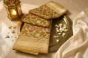 Golden Mustard Banarasi Silk Saree with Floral Meenakari Weave