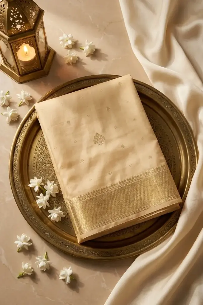 Pale Yellow Pure Silk Saree with Zari Border