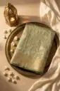 Sage Green Banarasi Silk Saree with Antique Gold Zari