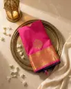 Rani Pink Pure Kanchipuram Silk Saree with Navy Pallu