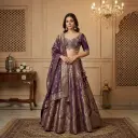 Royal Purple Banarasi Silk Embroidered Lehenga Choli Set