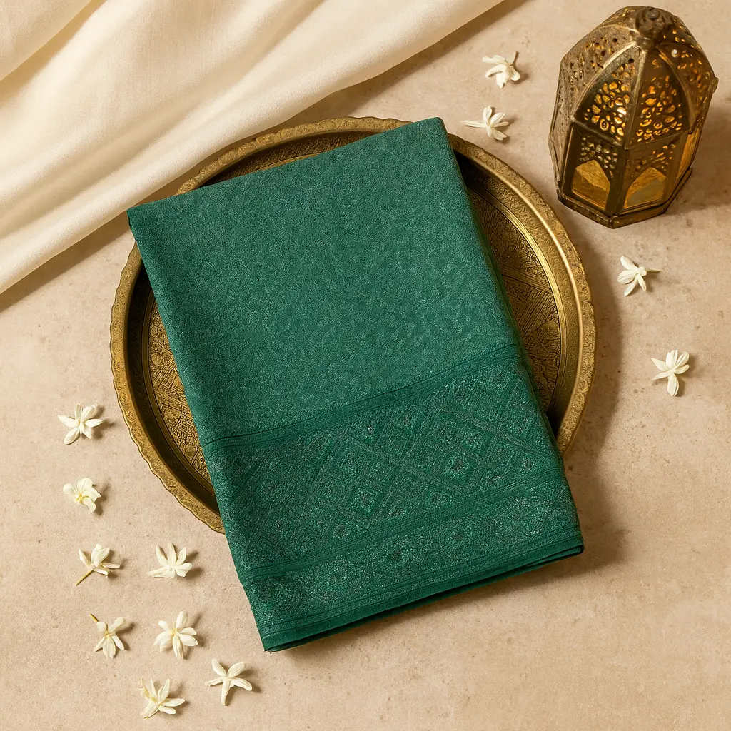 Elegant Forest Green Designer Saree With Intricate Embroidery