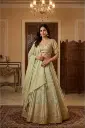 Pista Green Embroidered Silk Lehenga Choli Set