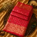 Hot Pink Banarasi Silk Saree with Gold Zari Floral Weaving & Rich Border