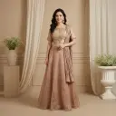 Dusty Rose Silk Crop Top and Flared Skirt Set