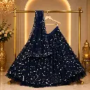 Women's Navy Blue Sequin Embellished Lehenga Choli with Matching Dupatta